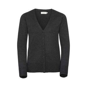 Russell Collection Womens/Ladies Knitted V Neck Cardigan / Charcoal Marl